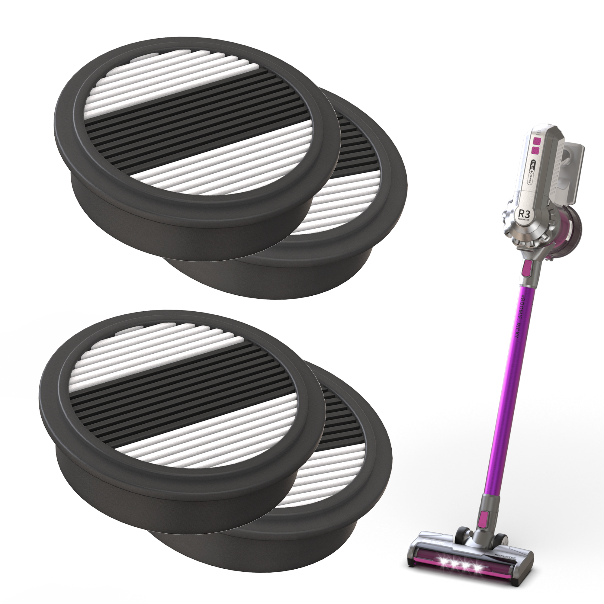 HEPA Filter for Roomie 'RICKY' Cordless Vacuum - Pack of 4.