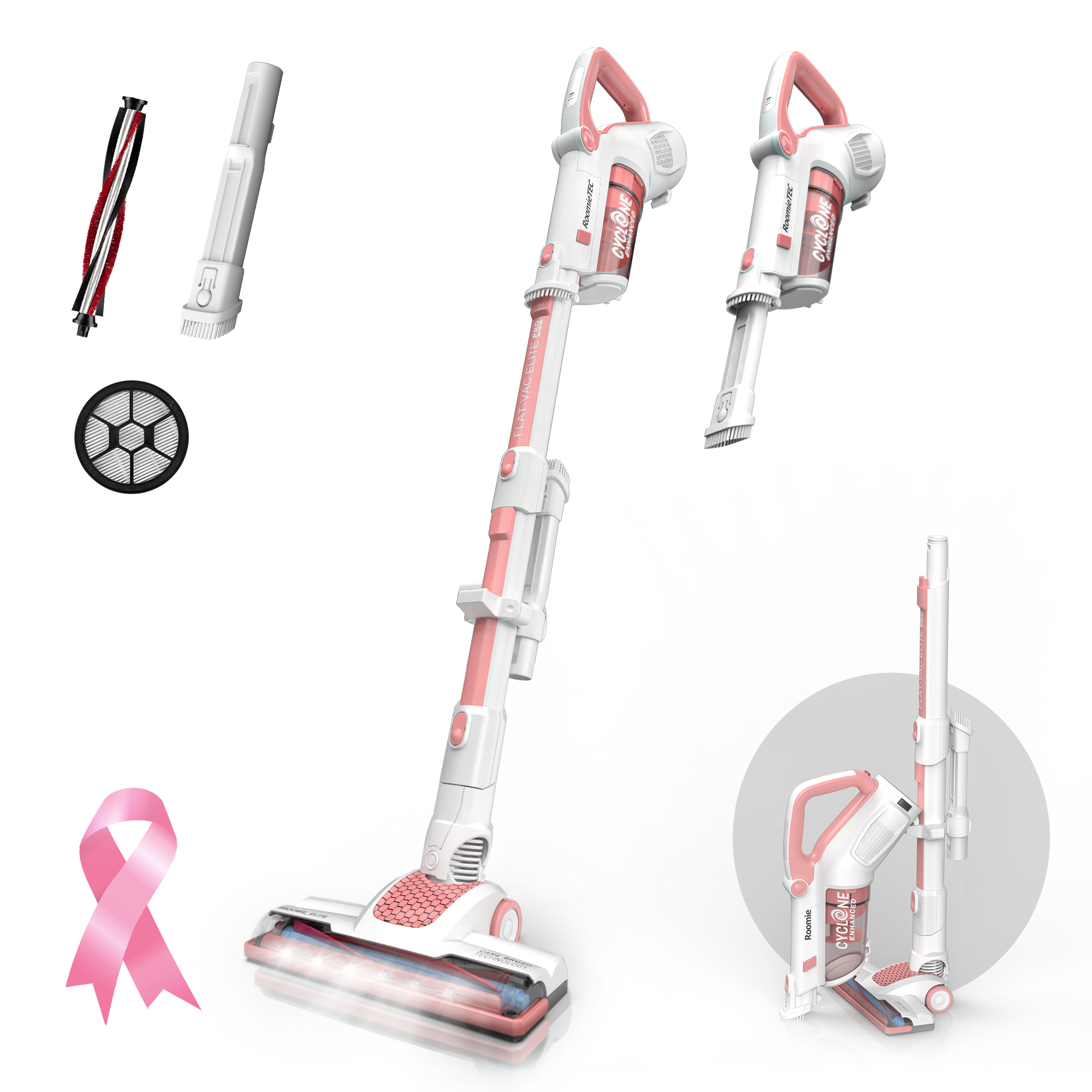 ELITE Pink - Cordless Low-Reaching Vacuum Cleaner